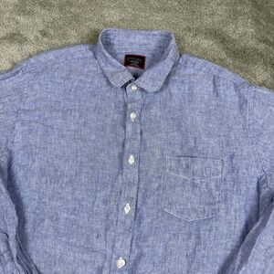 Untuckit Shirt Mens XXL Blue Linen Wrinkle Resistant Vin Santo Long Sleeve